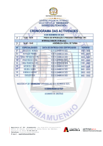 Cronograma de Atividades - Magist&eacute;rio Kimamuenho