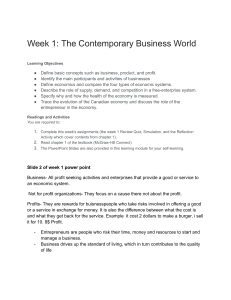 Week 1: Contemporary Business World Course Module