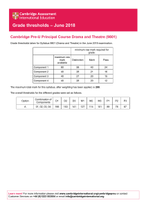 Cambridge Pre-U Drama Theatre Grade Thresholds June 2018