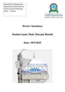 Infant Incubator: Biomedical Engineering Report
