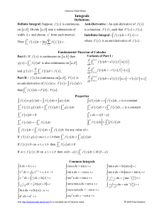 Calculus Cheat Sheet: Integrals, Formulas, Theorems
