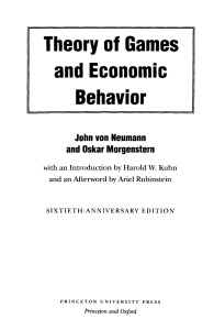Theory of Games and Economic Behavior - Sixtieth Anniversary Edition