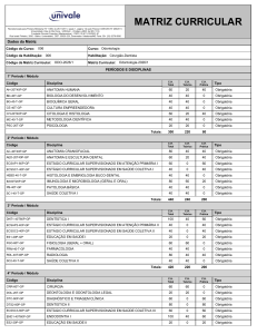 Matriz Curricular de Odontologia - UNIVALE