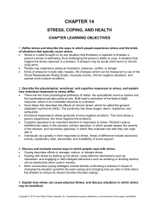 Chapter 14: Stress, Coping, and Health