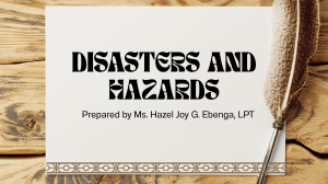 Disasters and Hazards: Definitions, Risk, and Preparedness