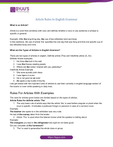 Article Rules in English Grammar | BYJU'S
