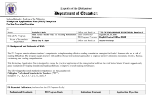 Workplace Application Plan Template for Reading Remediation