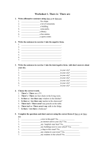 English Grammar Worksheet: There is / There are