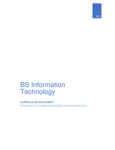 BS Information Technology Curriculum 2021 - Bahria University