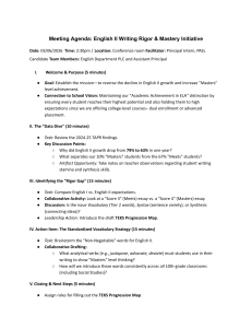 English II Writing Rigor & Mastery Initiative Agenda