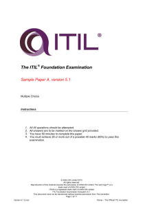ITIL Foundation Sample Exam Paper A v5.1
