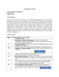 Financial Management Course Plan 2025 (FIN 201)
