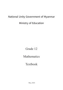 Grade 12 Mathematics Textbook - Myanmar Ministry of Education