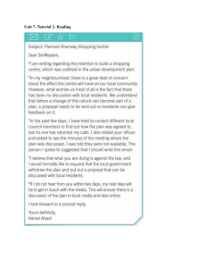 Unit 7 Tutorial 2 Reading: Formal Email Exercises