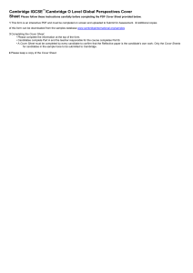 Cambridge IGCSE/O Level Global Perspectives Cover Sheet