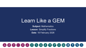 Learn Like a GEM: Simplify Fractions Math Lesson
