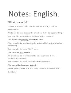 What is a Verb? English Grammar Notes