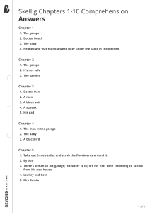 Skellig Chapters 1-10 Comprehension Answers Key