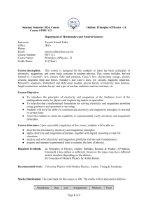 PHY 112 Principles of Physics II Course Outline