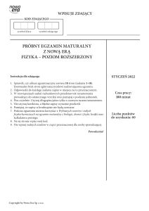 Pr&oacute;bny egzamin maturalny z fizyki poziom rozszerzony Nowa Era 2022