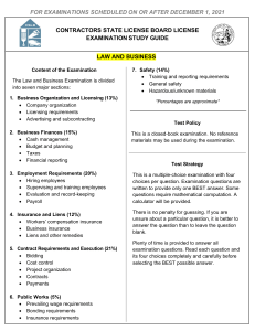 CSLB Law and Business Exam Study Guide 2024