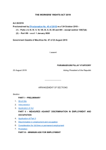 Workers' Rights Act 2019 Mauritius
