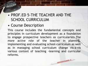PROF.ED 5: Teacher & School Curriculum Syllabus
