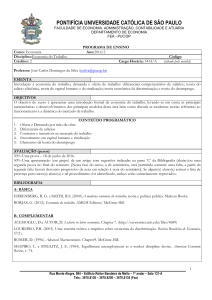 Programa de Ensino - Economia do Trabalho PUC/SP