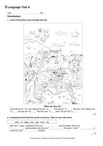 Language Test A: Vocabulary, Grammar, Communication Exercises