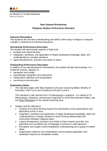 New Zealand Scholarship Religious Studies Performance Standard