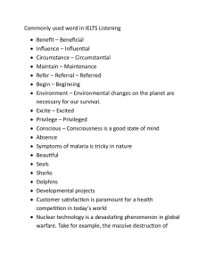IELTS Listening Vocabulary List