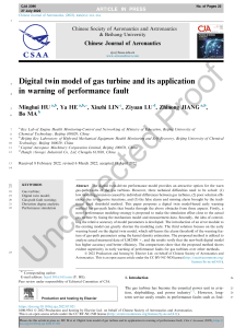 Digital Twin Model for Gas Turbine Performance Fault Warning