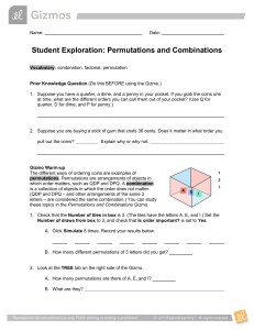 Student Exploration: Permutations and Combinations Worksheet