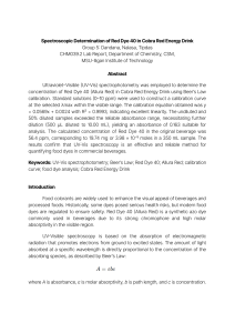 Spectroscopic Determination of Red Dye 40 in Cobra Red Energy Drink