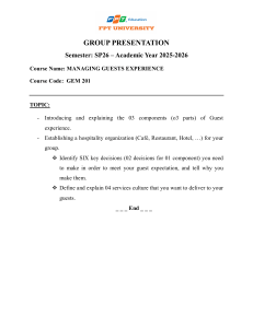 FPT University GEM 201 Group Presentation: Guest Experience Management