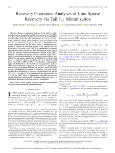 Recovery Guarantee Analyses of Joint Sparse Recovery via Tail ℓ₂,₁ Minimization