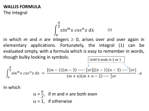 Wallis Formula for Integral Calculus