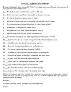 Factual vs. Subjective Information Worksheet
