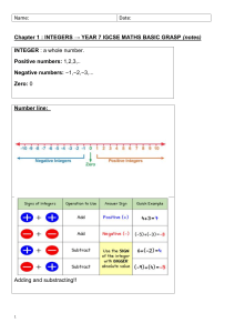 Year 7 IGCSE Maths: Integers Basics Notes