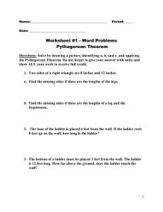 Pythagorean Theorem Word Problems Worksheet
