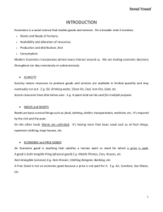 Introduction to Economics: Scarcity, Needs, and Resources