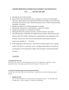 BAF2206: Principles of Risk Management and Insurance Exam