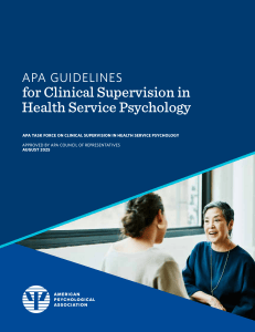 APA Guidelines for Clinical Supervision in Health Service Psychology
