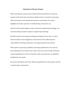 Resume Changes for Electrical Technician Job