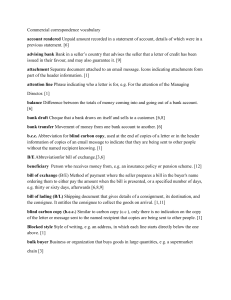 Commercial Correspondence Vocabulary Terms