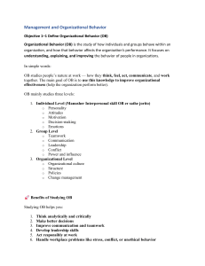 Management and Organizational Behavior: Introduction to OB
