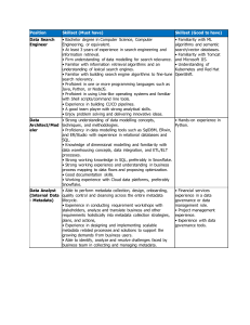 Data Roles Skill Requirements: Search Engineer, Architect, Analyst