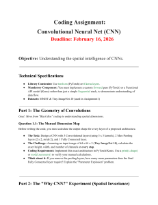 CNN Coding Assignment: Spatial Intelligence & Implementation