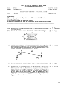 ME207 Kinematics & Dynamics of Machines Mid-Semester Exam