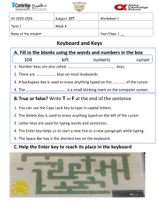 ICT Keyboard Worksheet for Year 1 Students